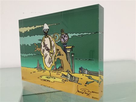 MARCO PAGOT Grafica su plexiglass " Calimero e Dalì" - numerato 1/2 - cm 15 x...