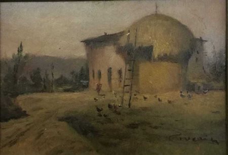 FIRMA ILLEGGIBILE Olio su tavola "Covone" - firmato in basso a dx - cm 29 x 20