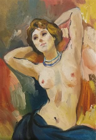 ANONIMO Olio su tavola "Nudo" - cm 23 x 15.5