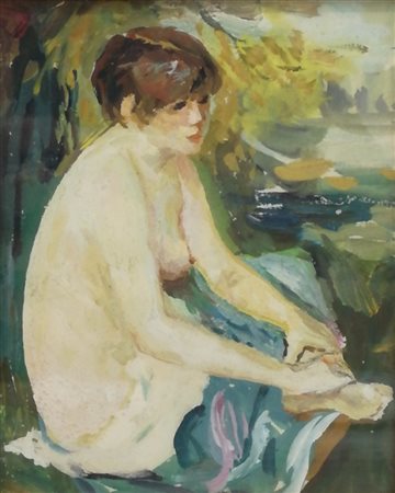 ANONIMO Olio su tavola "Nudo" - cm 10 x 12.5