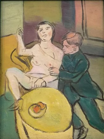 ANONIMO Olio su tela "Amanti" - cm 13 x 17