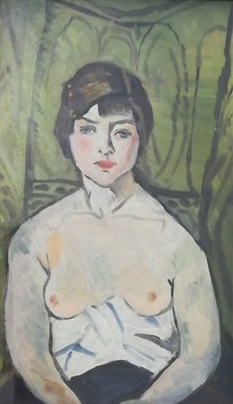 ANONIMO Olio su tavola "Nudo" - cm 22.5 x 13.5