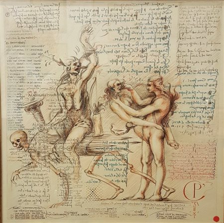 GIANFRANCO PRANDELLI disegno matita e inchiostro su cartoncino cm 59x59