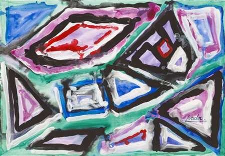 ENZO PREDA Senza TitoloTecnica mista su cartacm 24,5x34,5Firma al fronte