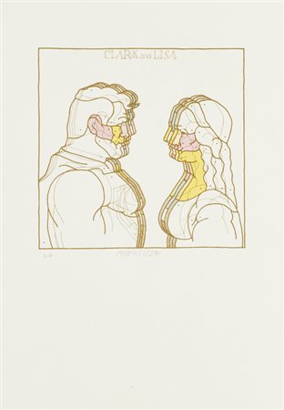 BRUNO CHERSICLA (1937-2013)Clark and LisaLitografiacm 49x34Firma e...