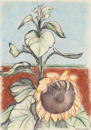 LUIGI GUERRICCHIO (1932-1996)Senza TitoloPastelli su cartacm 49x35Firma al...