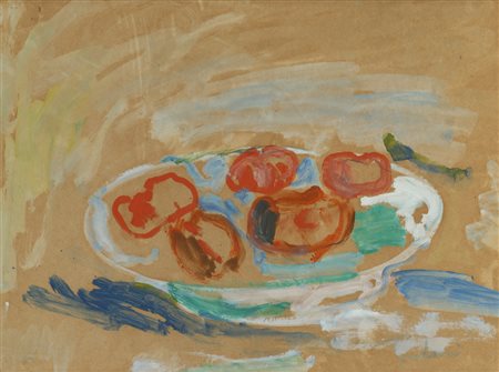 GINO MELONI (1905-1989)PomodoriTecnica mista su carta applicata su masonitecm...