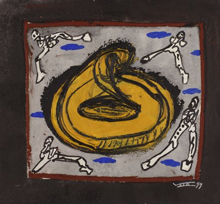 ANONIMOSenza Titolo, 1999Tecnica mista su compensatocm 45x50Firma e datazione...