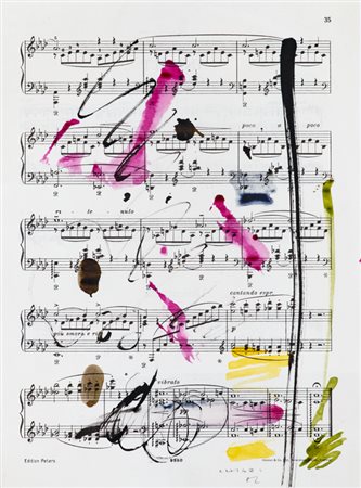 GIUSEPPE CHIARI (1926-2017)Senza Titolo, 1982Tecnica mista su spartito...