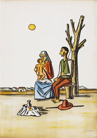 PIETRO LUIGI MORANDO (1889-1980)La famiglia, 1978Litografiacm 70x50Firma e...