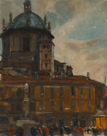 BERNARDO GENTILI (1900-1963)Piazza Vetra, 1936Olio su cartone telatocm...