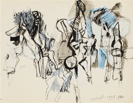 CLAUDIO CINTOLI (1935-1978)Senza Titolo, 1959-1960Tecnica mista su...