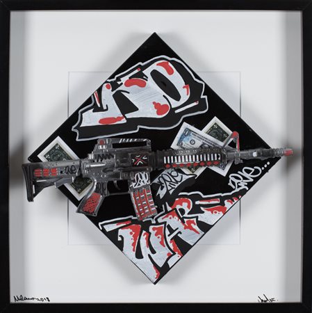 UMBERTO ZIVE (2001)Senza Titolo, 2018Tecnica mista e applicazioni su tela...