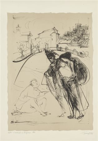 TRENTO LONGARETTI (1916-2017)Viandante a Bergamo, 1991Litografiacm...