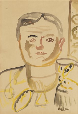 GINO MELONI (1905-1989)Senza TitoloTecnica mista su cartacm 49,5x35Firma al...