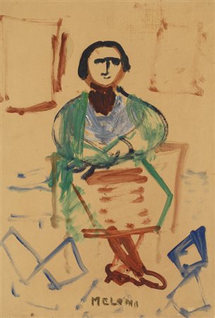GINO MELONI (1905-1989)Senza TitoloTecnica mista su carta intelatacm...