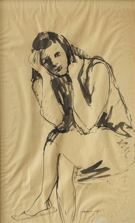 LEONARDO SPREAFICO (1907-1974)Senza Titolo, 1956Tecnica mista su cartacm...