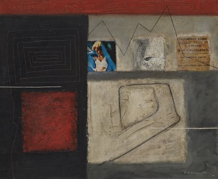 G. DE LORENZOUna storia milanese, 1964Tecnica mista e collage su telacm...