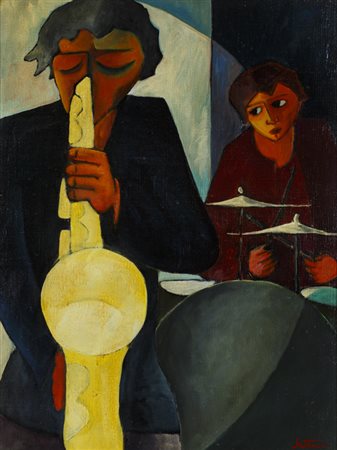 ROMANO SANTUCCI (1934)Blues, 1961Olio su telacm 80x60Firma al fronteFirma,...