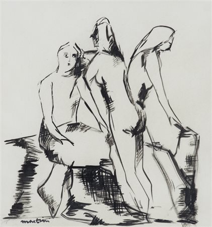 ARTURO MARTINI (1889-1947)Senza TitoloCarboncino su cartacm 27,5x25,5Firma al...