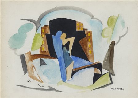 UGO POZZO (1900-1981)Senza TitoloTecnica mista su cartacm 21x29,5Firma al...