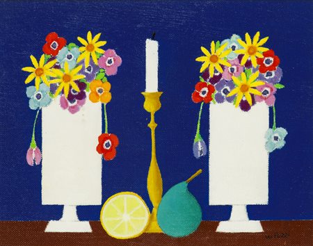 WALTER POZZI (1911-1989)FioriOlio su telacm 24x30Firma al fronteFirma e...