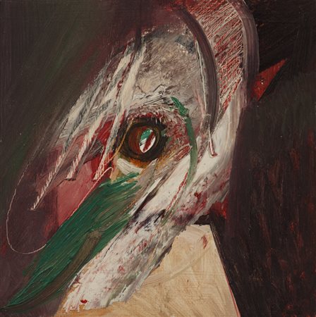 PIERO RUGGERI (1930-2009)Napoleone RossoOlio su tavolacm 25x25Firma al...