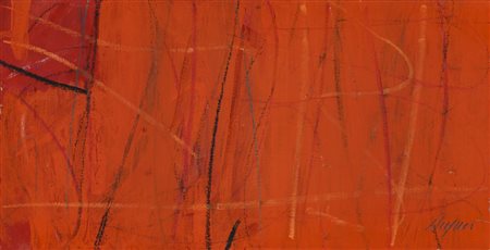PIERO RUGGERI (1930-2009)Rosso, 1992Tecnica mista su telacm 20x40Firma al...