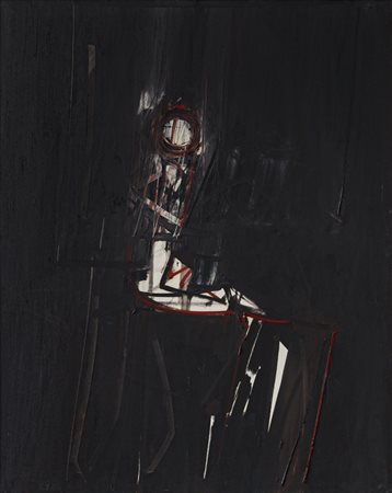 PIERO RUGGERI (1930-2009)Figura nera, 1970Olio su telacm 100x80Firma al...