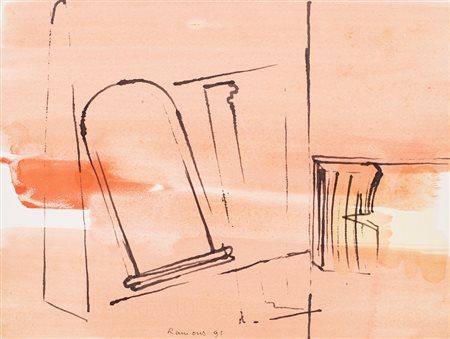 CARLO RAMOUS (1926-2003)Senza Titolo, 1991Tecnica mista su carta intelatacm...