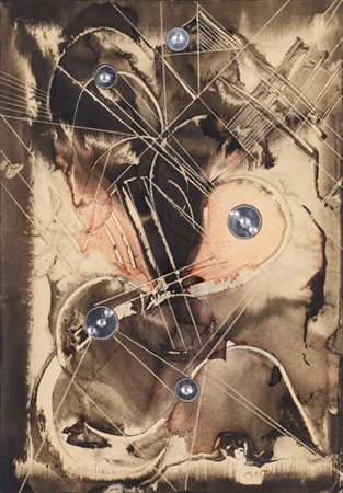 UMBERTO MASTROIANNI (1910-1998)Senza TitoloTecnica mista e alluminio su tela...