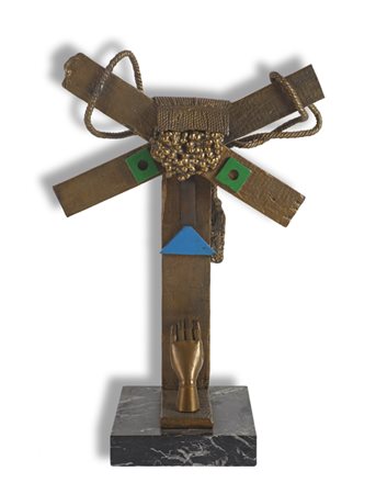 ENRICO BAJ (1924-2003)L'archeologo, 1984Scultura in bronzo poggiante su base...