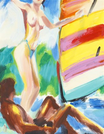 JANUSZ HAKA (1951)Senza TitoloTecnica mista su telacm 50x40Firma al...