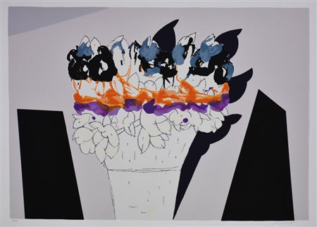 Pozzati Concetto Vaso di Fiori litografia su carta, cm 50x70 esemplare prova...