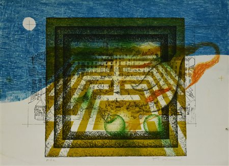 Viviani Vanni Al Mercato litografia su carta, cm 53x70 esemplare prova...