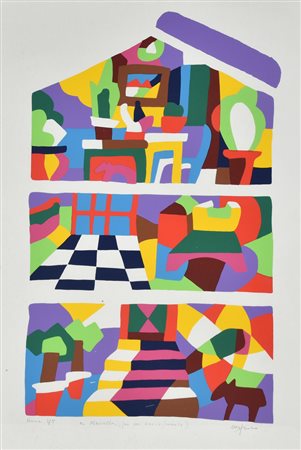 Nespolo Ugo Senza titolo serigrafia su carta, cm 49x69 esemplare prova 1 su 5...