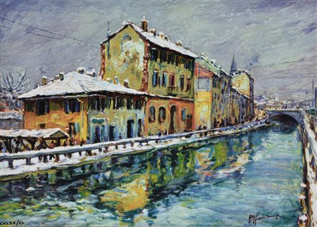 Gonzaga Giovan Francesco Il vicolo dei lavandai serigrafia su tela, cm 50x70...