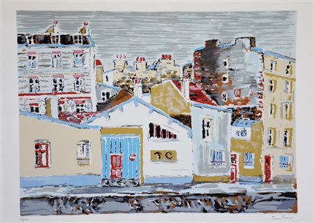 Tamburi Orfeo Veduta Parigina litografia su carta, cm 50x70 esemplare 82 su...