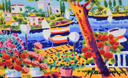 Faccincani Athos Passeggiata a Torri del Benaco serigrafia polimaterica a 36...