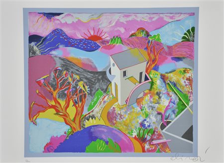 Alinari Luca Paesaggio con Casa serigrafia su carta Fabriano, cm 50x70...