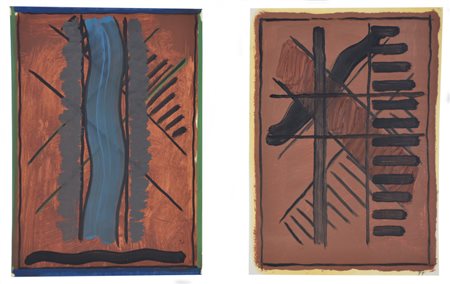 Bonfanti Emiliano Senza titolo coppia di tempere su carta applicate su carta,...