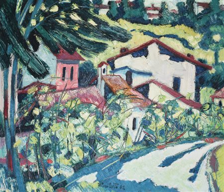 Verzoletto Alberico Paesaggio olio su tela, cm 60x70 sul fronte: firma e data...