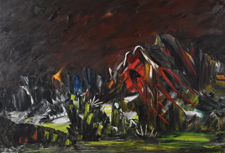 Jochens Herbert Paesaggo invernale olio su tela, cm 92x65,5 eseguito nel 1968