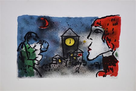 Rognoni Franco Il Bacio a Mezzanotte litografia su carta, cm 50x70 esemplare...