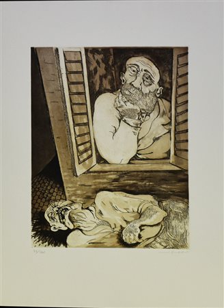 Migneco Giuseppe La Finestra incisione su carta, cm 70x50 (lastra cm 44,5x33)...