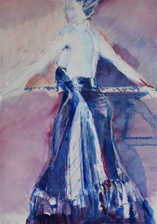 Knöpfli Claudio La Danzatrice tecnica mista su carta, cm 68x47 sul fronte:...