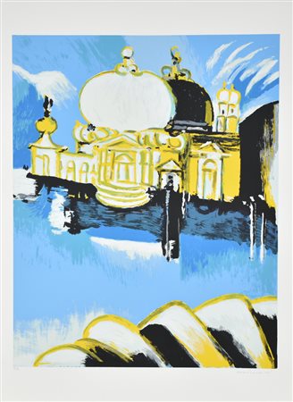 Brindisi Remo Venezia serigrafia su carta, cm 70x50 esemplare prova d'autore...