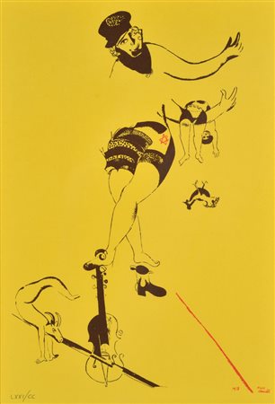 Chagall Marc L'Acrobata litografia su carta, cm 47x34 esemplare LXXI su CC...