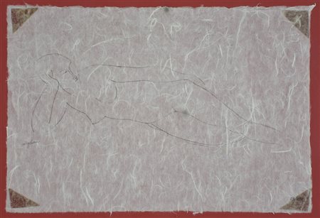 Modigliani Amedeo Nudo Femminile Sdraiato litografia su carta di riso, cm...