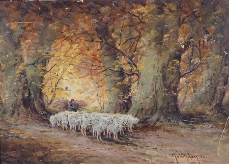 Lotto di 2 opere ad olio incorniciate. Misure diverse.